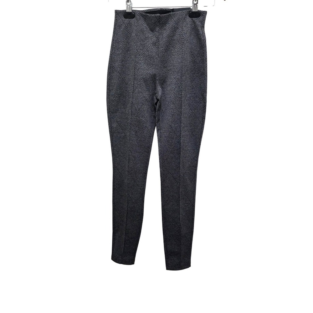 Tahari Seam Front Pull-On‎ Grey Argyle Plaid Jeggings XS